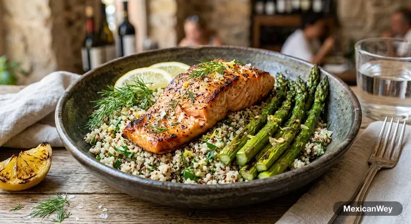 Salmon Bowl with Quinoa and Asparagus