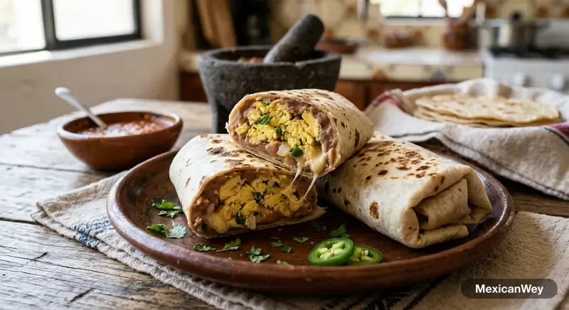 Refried Bean and Egg Burritos