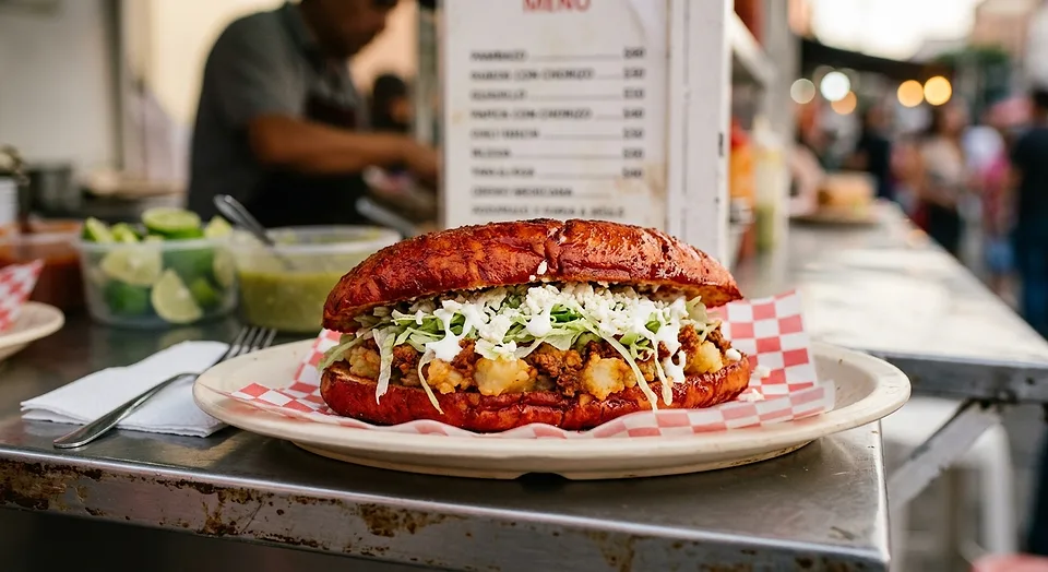 Pambazo de Papa con Chorizo