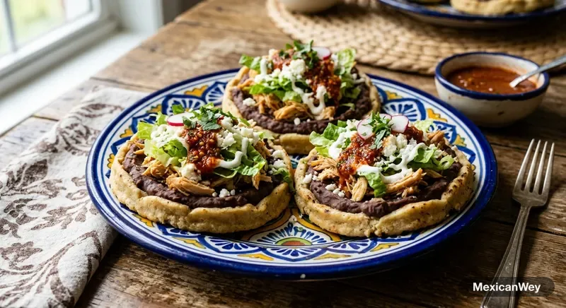 Sopes de Frijol con Pollo