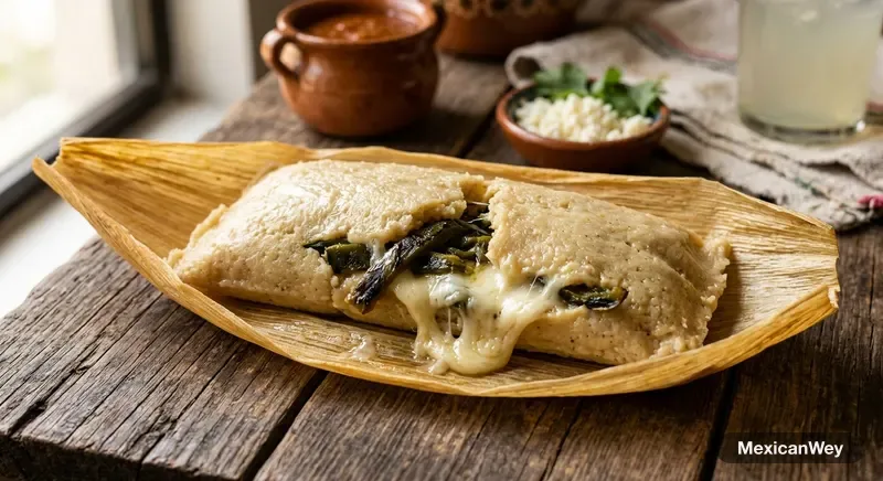 Corn Husk Tamales with Rajas & Cheese